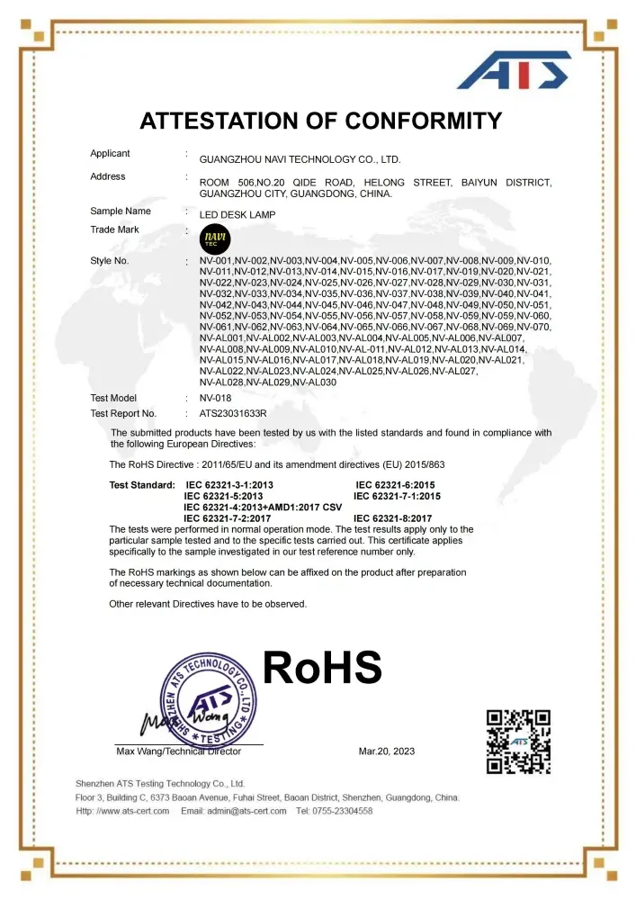 ROHS certificate of lighting manufacturer, FLASHLIGHT FACTORY