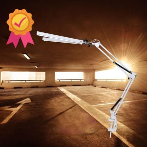 مصباح عمل LED قابل للطي بذراع طويلة مع مشابك من سبائك الألومنيوم