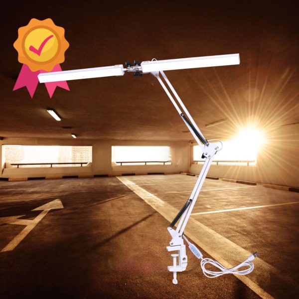 Long arm folding LED work light with aluminum alloy clips